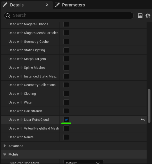 UE5 Material details panel