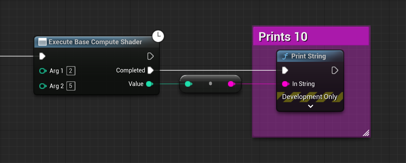 Unreal Blueprint graph calling a compute shader