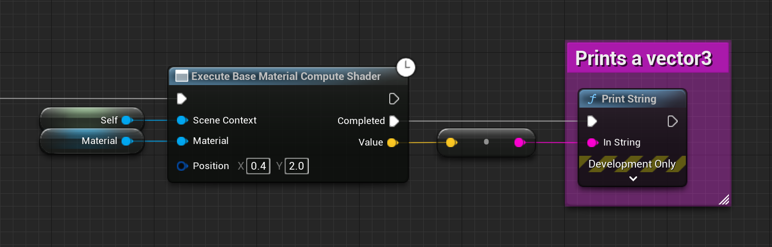 Unreal Blueprint graph calling a compute shader